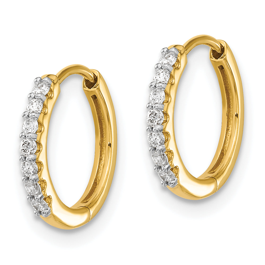 10K Yellow Gold Diamond Hinged Hoop Earrings