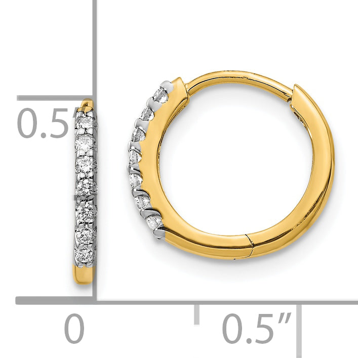 10K Yellow Gold Diamond Hinged Hoop Earrings