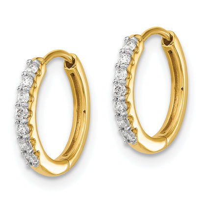 14k Yellow Gold White 1/8 Ct. Lab Grown Diamond VS/SI+ G+ Hinged Hoop Earrings