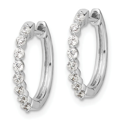 10K White Gold Diamond Hinged Hoop Earrings