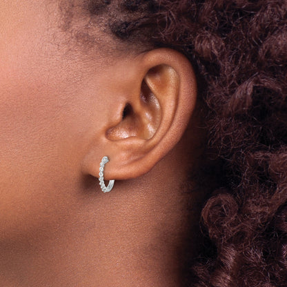 10K White Gold Diamond Hinged Hoop Earrings