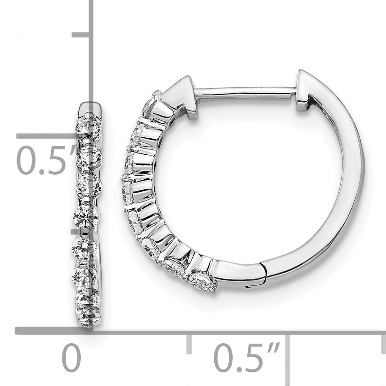 10K White Gold Diamond Hinged Hoop Earrings