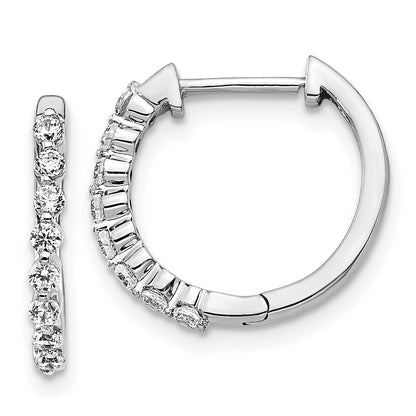 10K White Gold Diamond Hinged Hoop Earrings