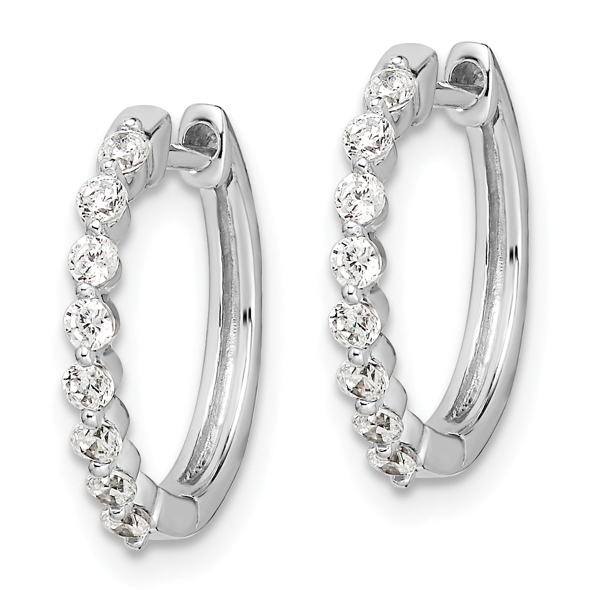 14k White Gold 1/3 Ct. Lab Grown Diamond VS/SI+ G+ Hinged Hoop Earrings
