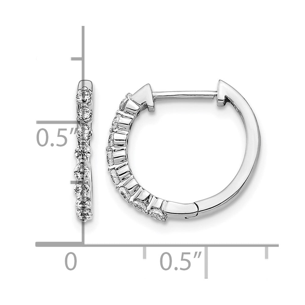 14k White Gold Real Diamond Hinged Hoop Earrings