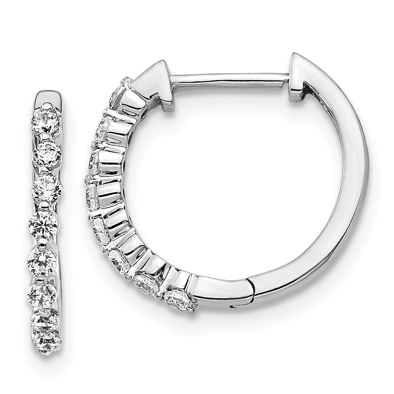 14k White Gold 1/3 Ct. Lab Grown Diamond VS/SI+ G+ Hinged Hoop Earrings