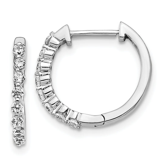 14k White Gold 1/3 Ct. Lab Grown Diamond VS/SI+ G+ Hinged Hoop Earrings