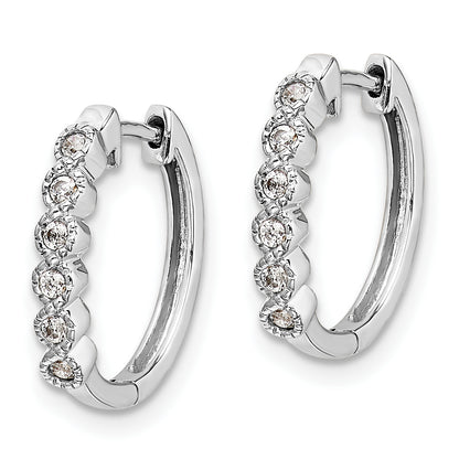 10K White Gold Diamond Hinged Hoop Earrings