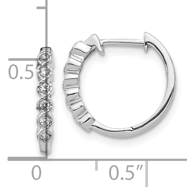 10K White Gold Diamond Hinged Hoop Earrings