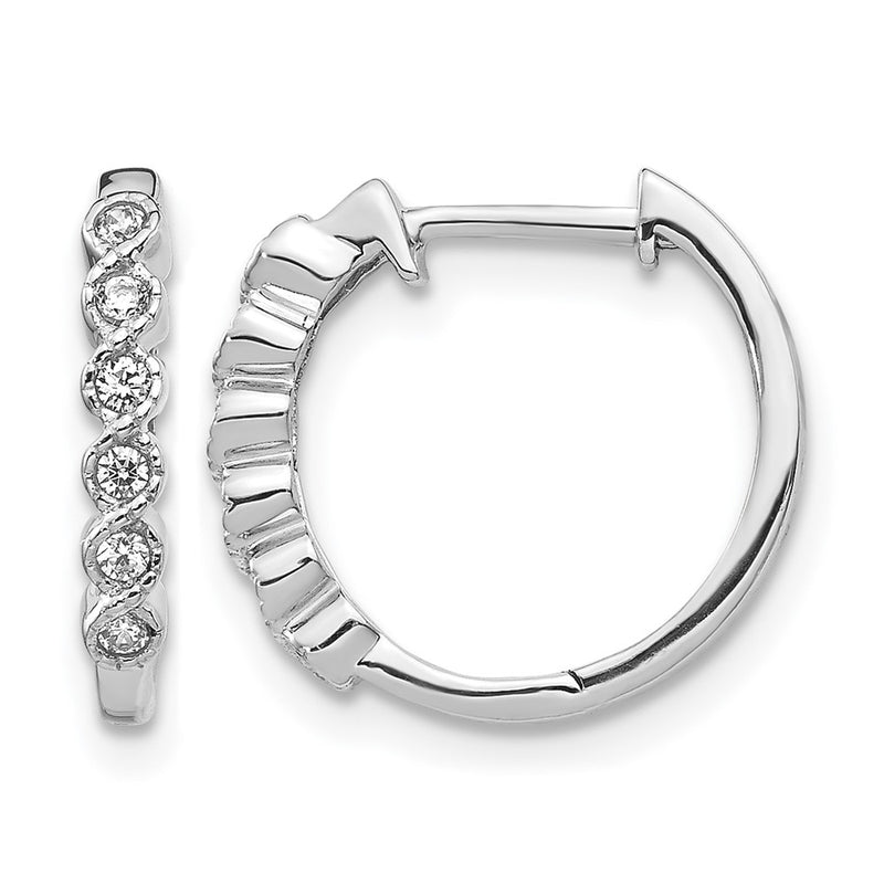 10K White Gold Diamond Hinged Hoop Earrings