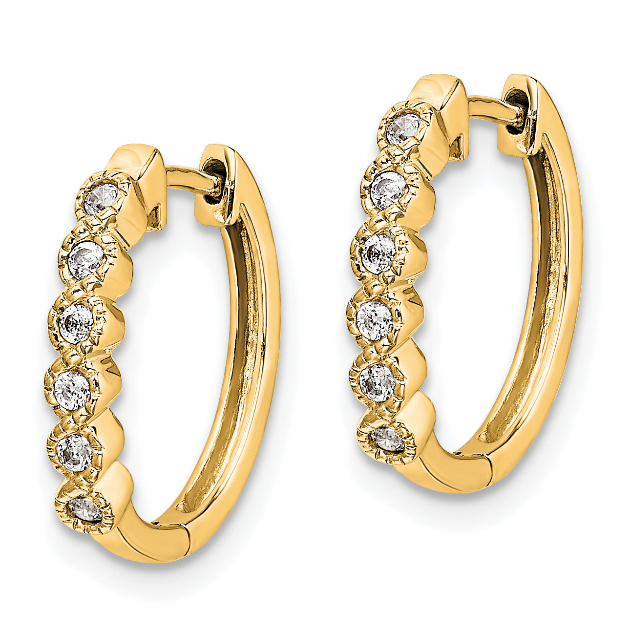 10K Yellow Gold Diamond Hinged Hoop Earrings