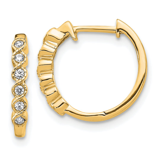 10K Yellow Gold Diamond Hinged Hoop Earrings