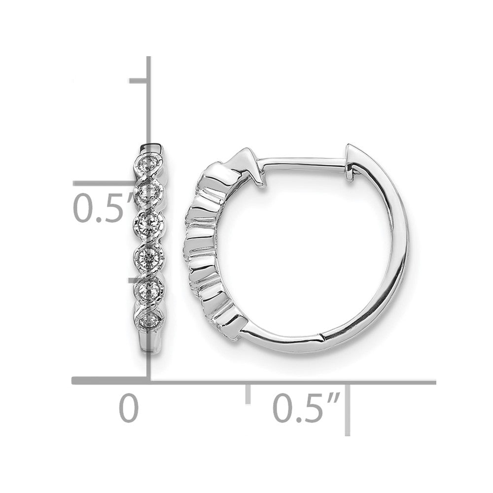 14k White Gold Real Diamond Hinged Hoop Earrings