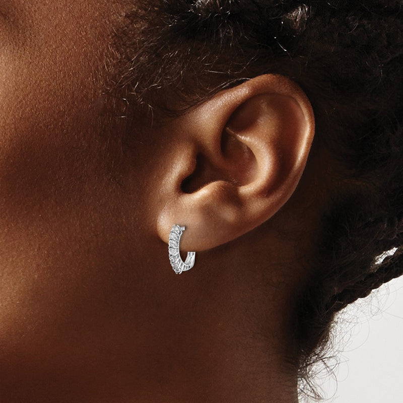 14k White Gold Fancy Hinged Real Diamond Earrings