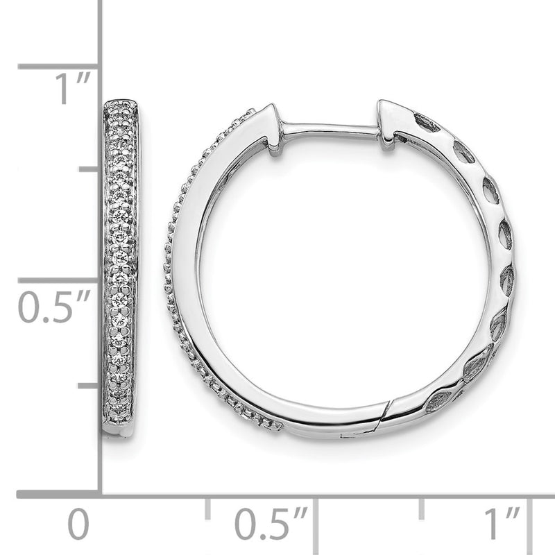 14k White Gold Real Diamond 2mm Hinged Hoop Earrings