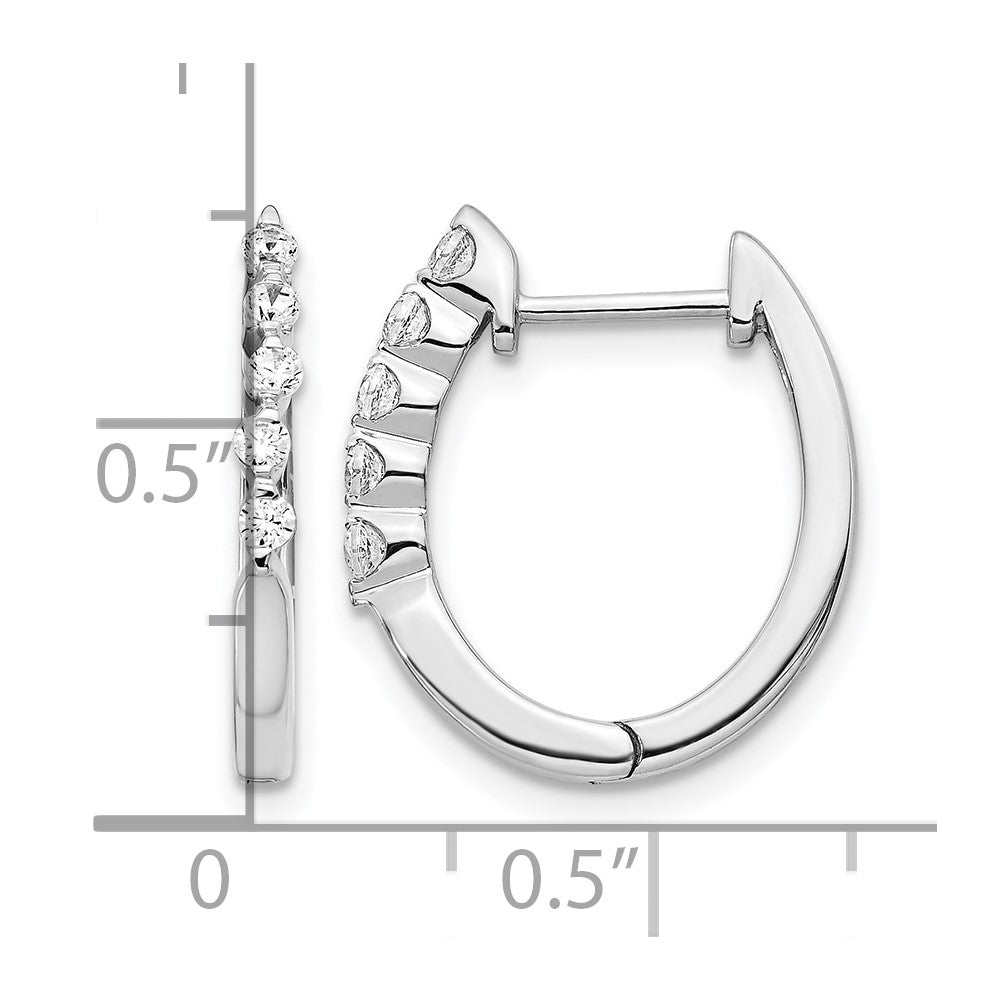 14k White Gold Real Diamond Hinged Hoop Earrings