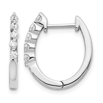 14k White Gold Real Diamond Hinged Hoop Earrings