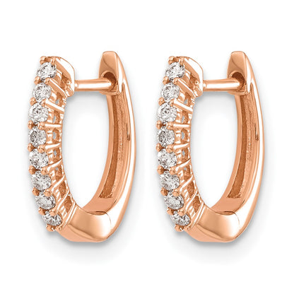 14k Rose Gold Polished Real Diamond Hinged Hoop Earrings