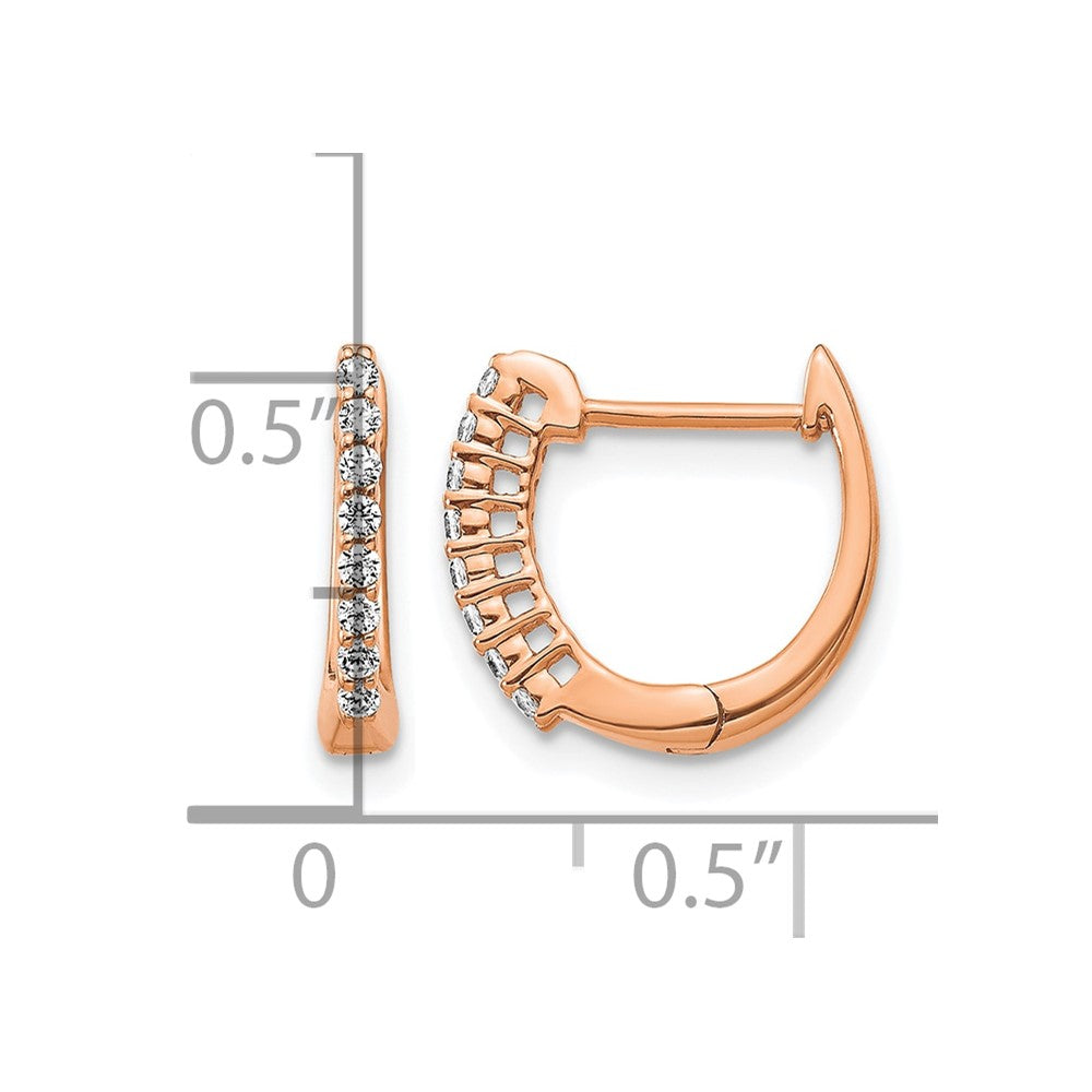14k Rose Gold Polished Real Diamond Hinged Hoop Earrings
