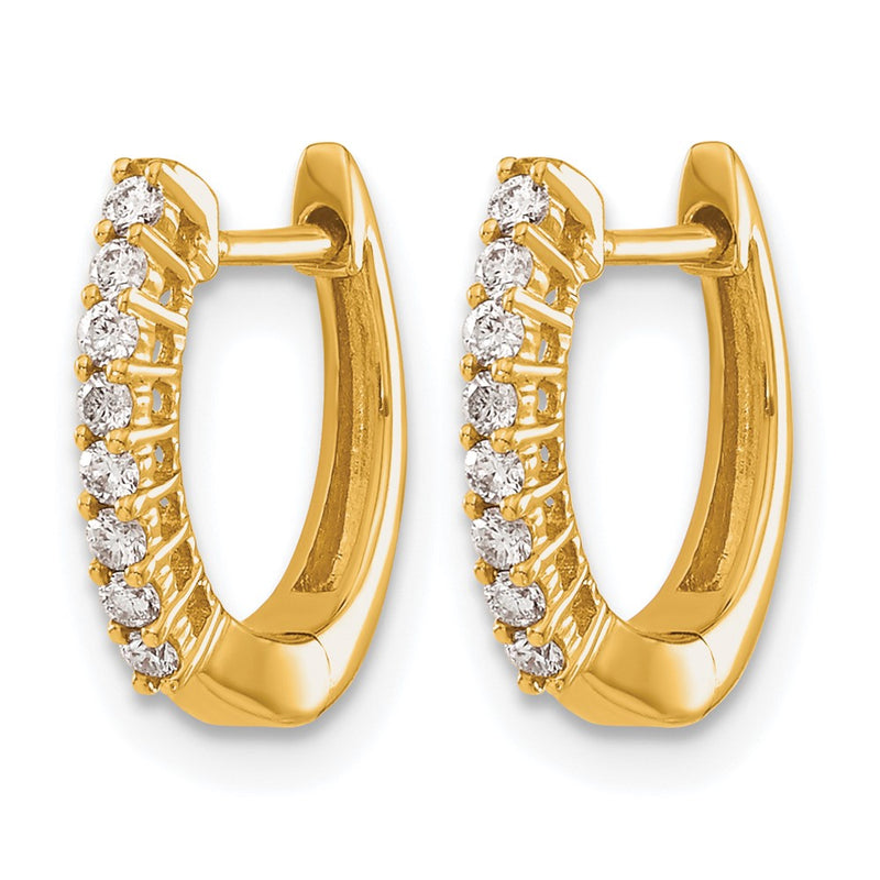 14k Yellow Gold Polished Real Diamond Hinged Hoop Earrings