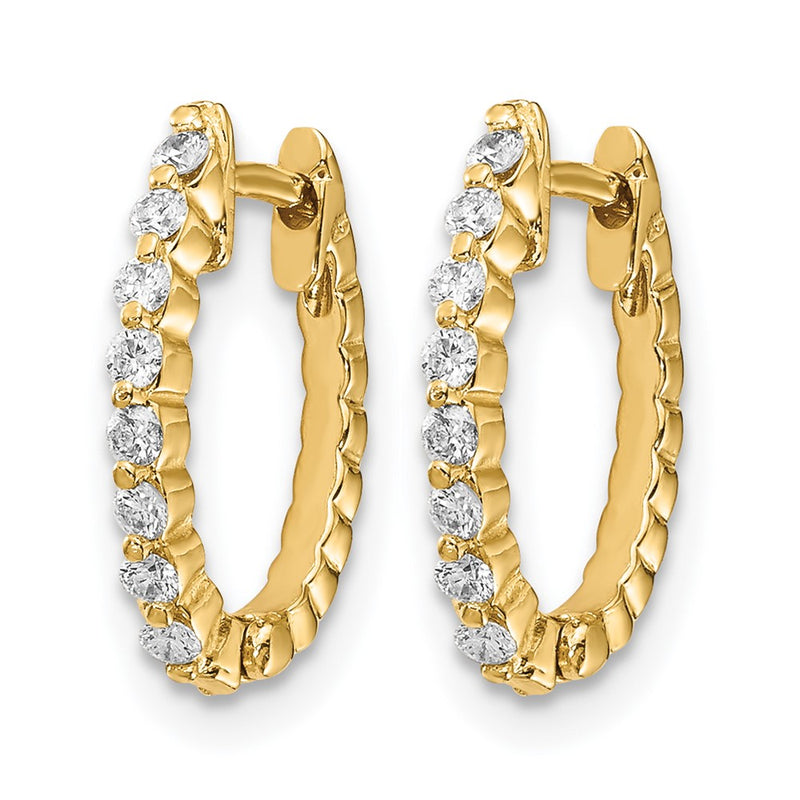 14k Yellow Gold VS Real Diamond Hinged Hoop Earrings
