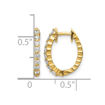 14k Yellow Gold Real Diamond Hinged Hoop Earrings