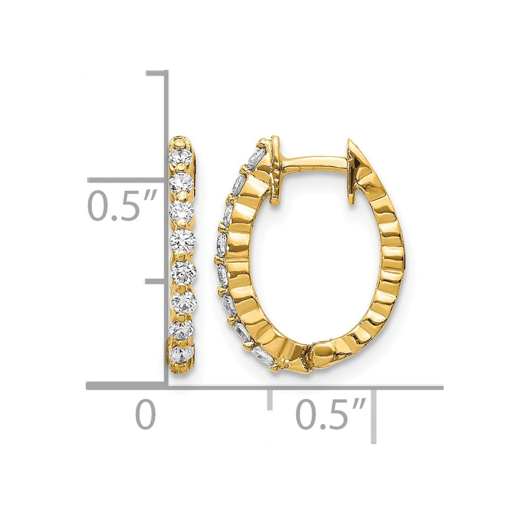 14k Yellow Gold VS Real Diamond Hinged Hoop Earrings