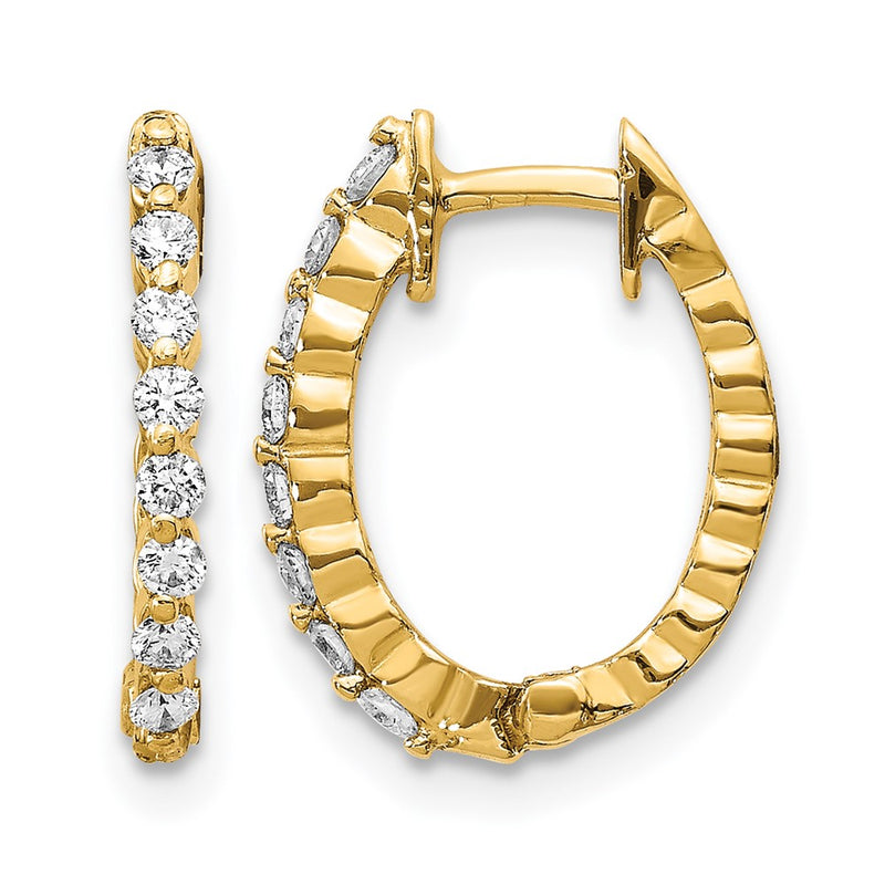 14k Yellow Gold Real Diamond Hinged Hoop Earrings
