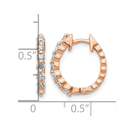 14k Rose Gold AA Real Diamond Hinged Hoop Earrings