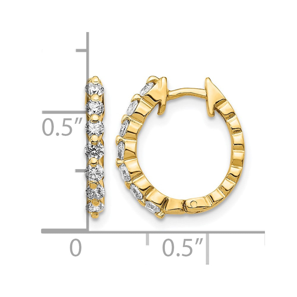14k Yellow Gold Real Diamond Hinged Hoop Earrings