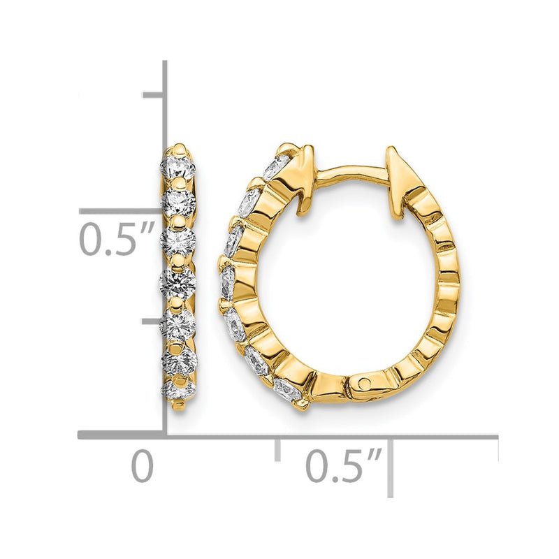 14k Yellow Gold Real Diamond Hinged Hoop Earrings