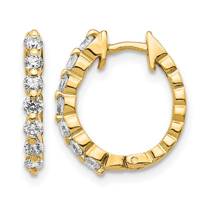 14k Yellow Gold Real Diamond Hinged Hoop Earrings
