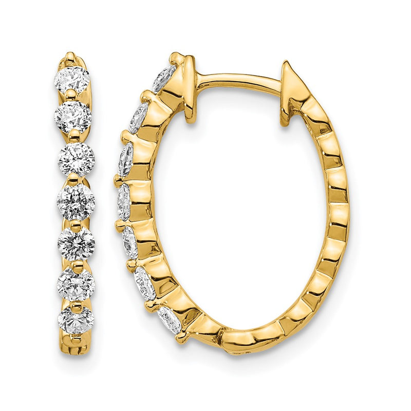 14k Yellow Gold Real Diamond Hinged Hoop Earrings