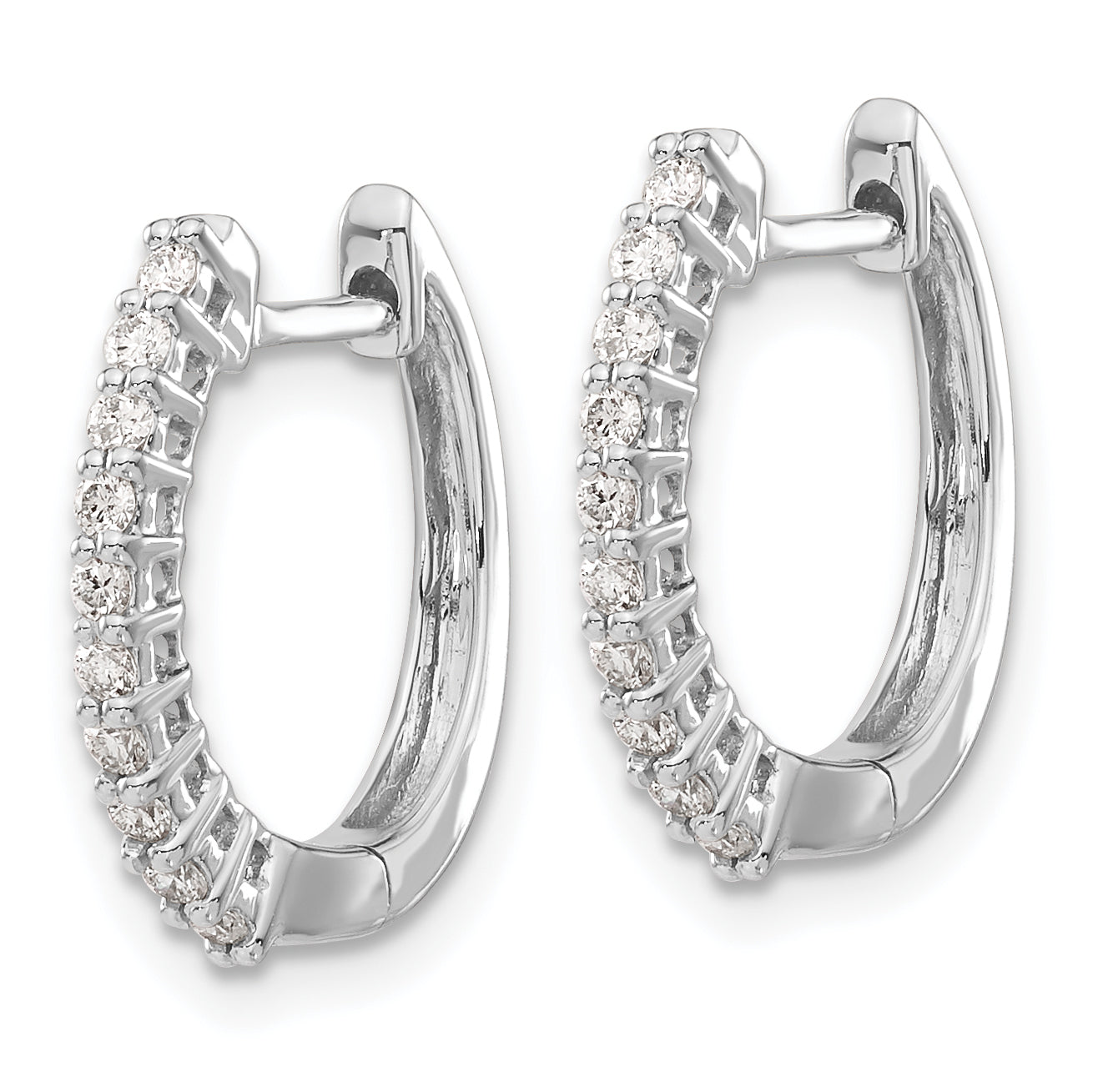 14k White Gold 1/4 Ct. Lab Grown Diamond VS/SI+ G+ Hinged Hoop Earrings