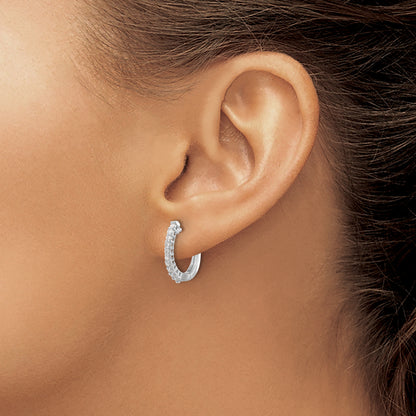 14k White Gold 1/4 Ct. Lab Grown Diamond VS/SI+ G+ Hinged Hoop Earrings