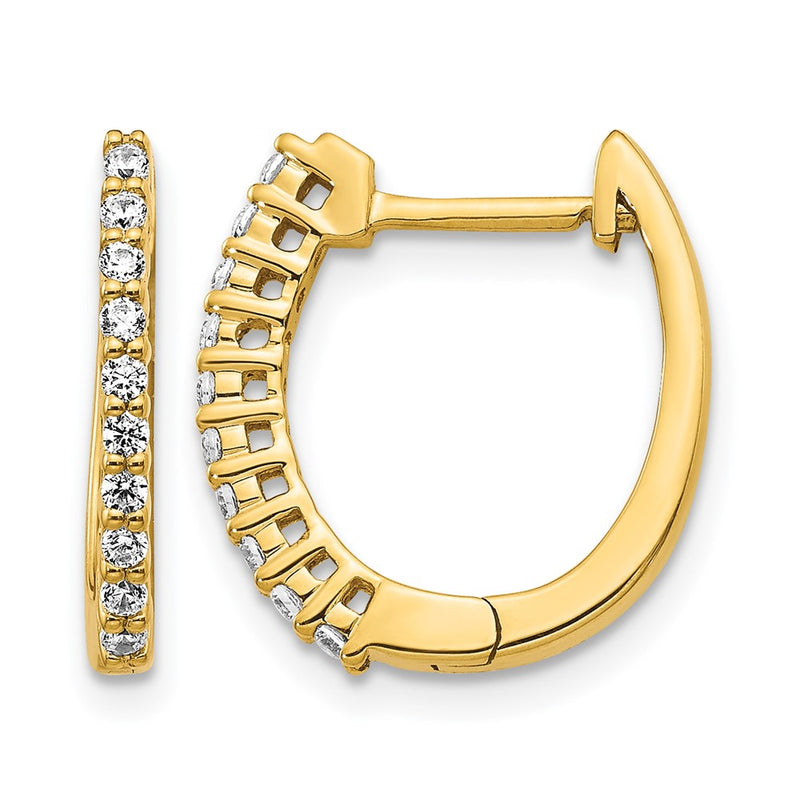 14k Yellow Gold Real Diamond Hinged Hoop Earrings