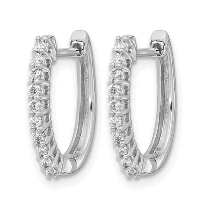 14k White Gold Real Diamond Hinged Hoop Earrings