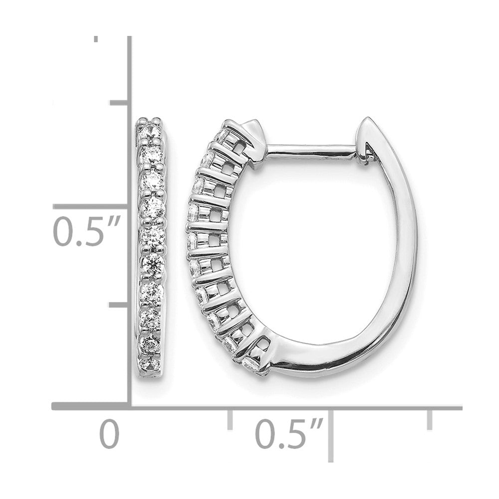 14k White Gold Real Diamond Hinged Hoop Earrings