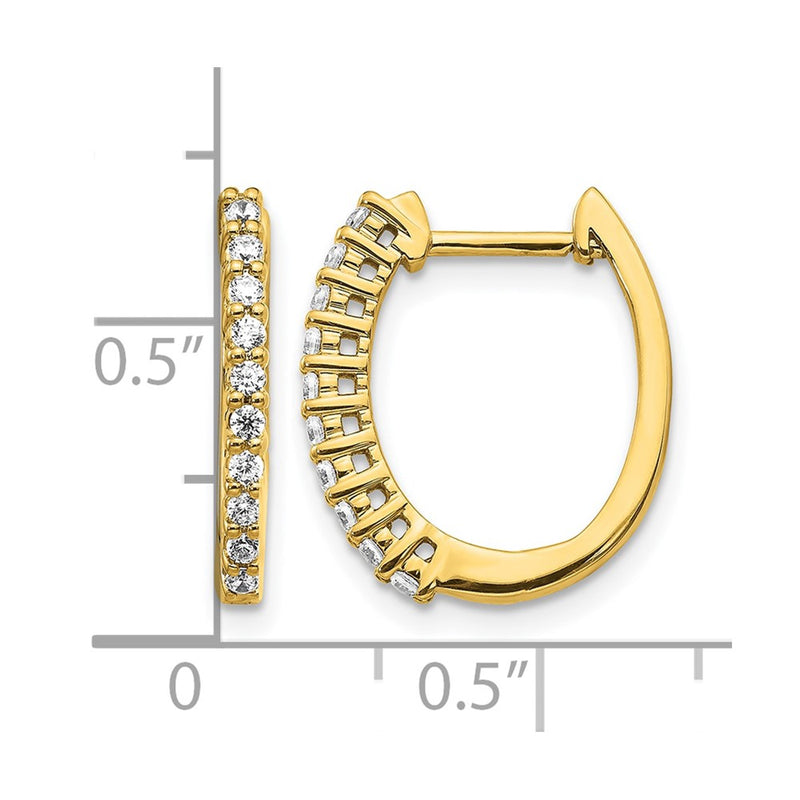14k Yellow Gold Real Diamond Hinged Hoop Earrings