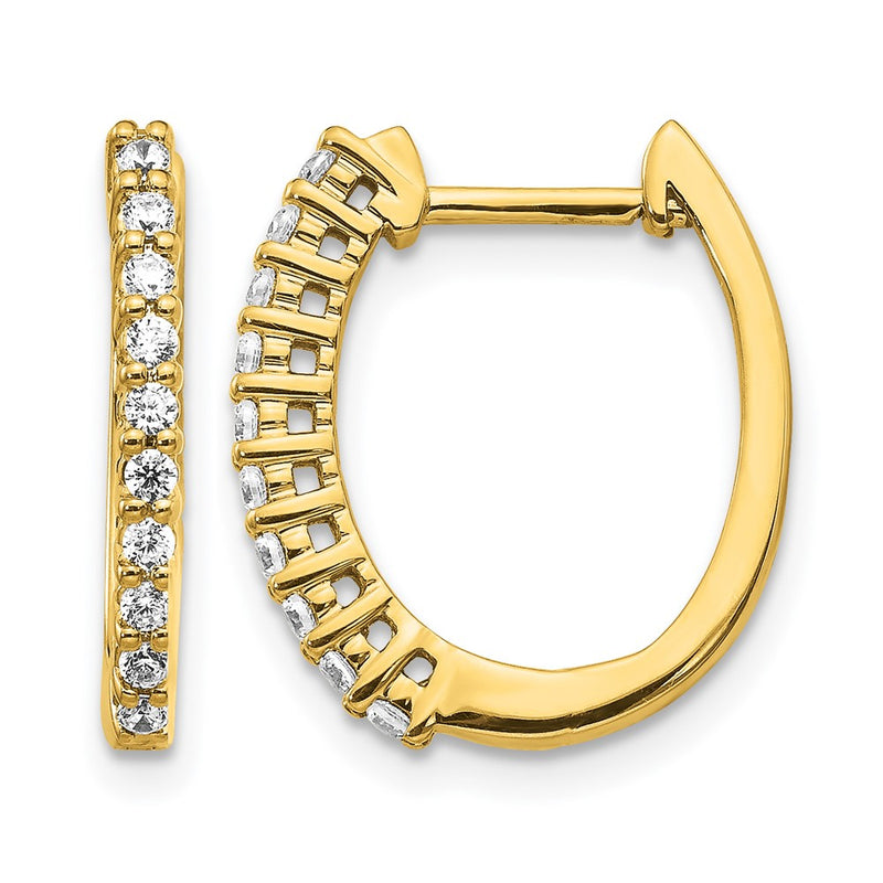 14k Yellow Gold Real Diamond Hinged Hoop Earrings