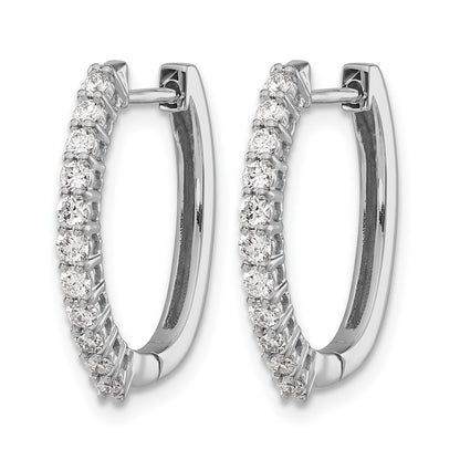 14k White Gold Real Diamond Hinged Hoop Earrings