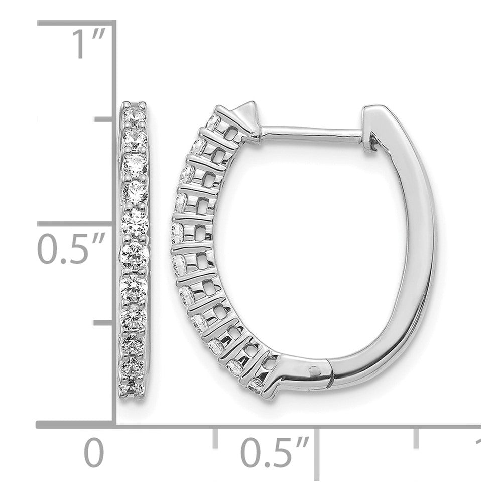 14k White Gold Real Diamond Hinged Hoop Earrings