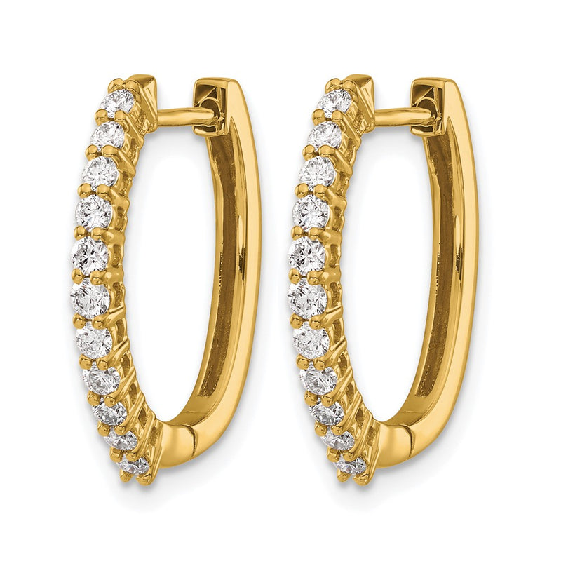 14k Yellow Gold Real Diamond Hinged Hoop Earrings