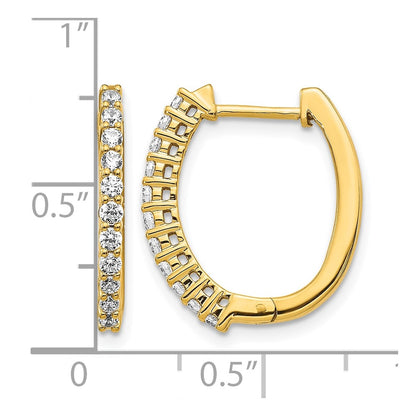 14k Yellow Gold Real Diamond Hinged Hoop Earrings