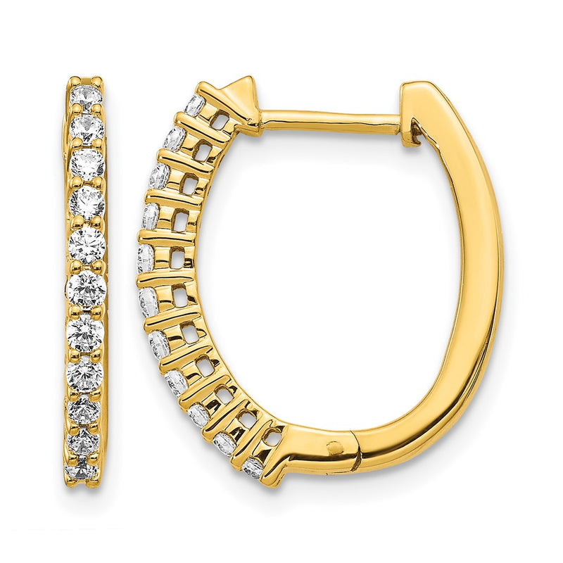 14k Yellow Gold 1/2 Ct. Lab Grown Diamond VS/SI+ G+ Hinged Hoop Earrings