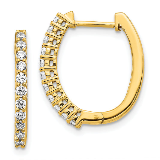 14k Yellow Gold 1/2 Ct. Lab Grown Diamond VS/SI+ G+ Hinged Hoop Earrings