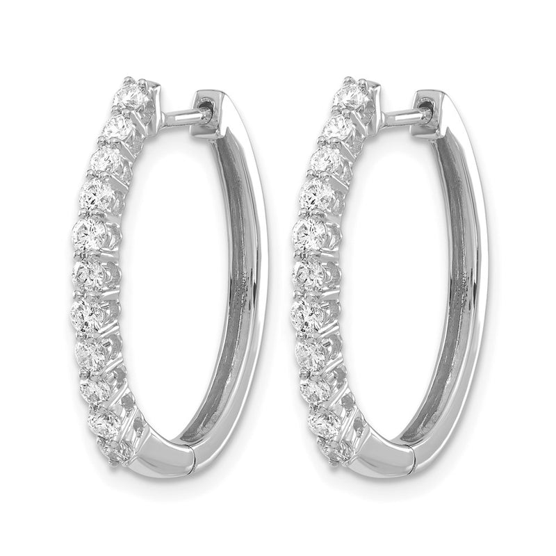 14k White Gold 3/4 Ct. Lab Grown Diamond VS/SI+ G+ Hinged Hoop Earrings