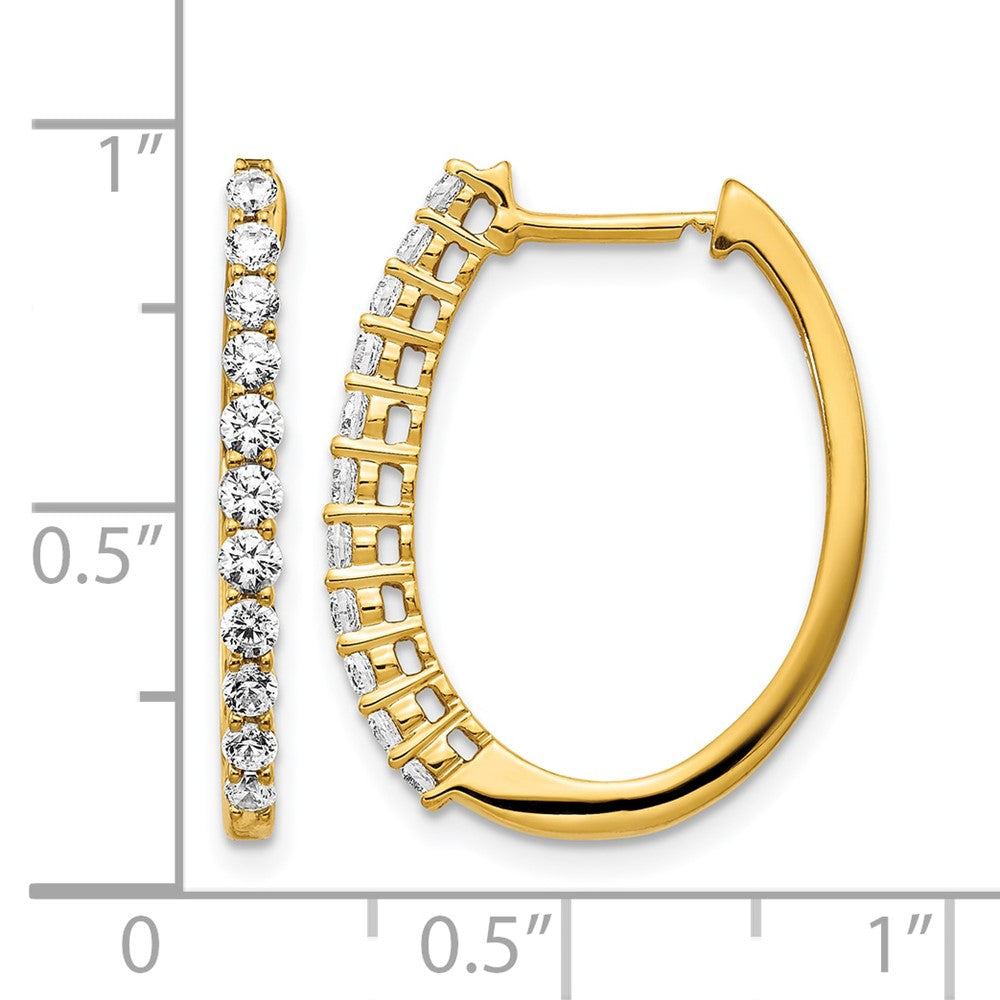 14k Yellow Gold Real Diamond Hinged Hoop Earrings