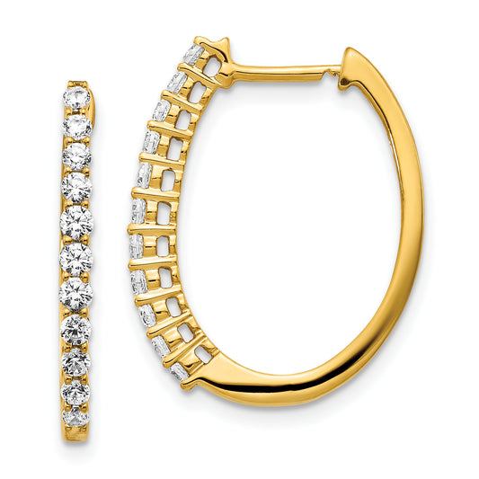 14k Yellow Gold 3/4 Ct. Lab Grown Diamond VS/SI+ G+ Hinged Hoop Earrings