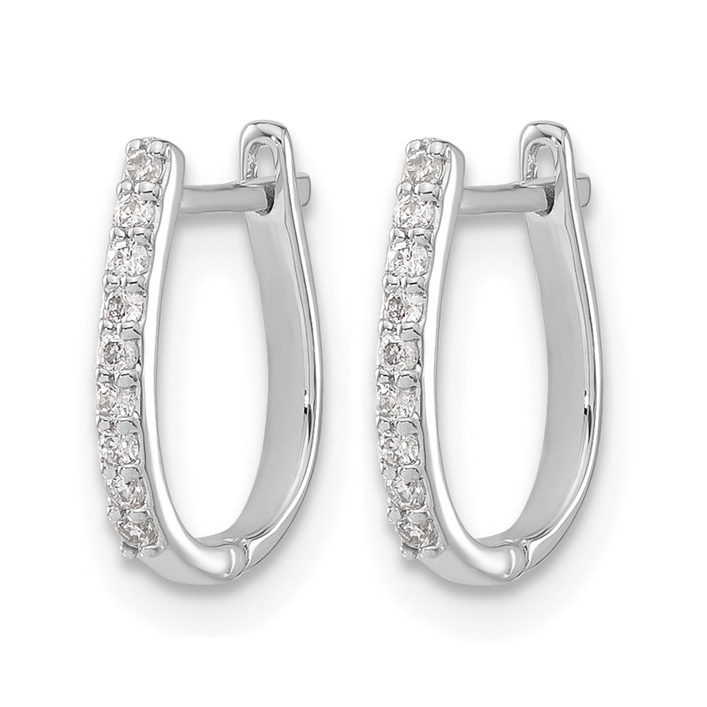 14k White Gold Real Diamond Hinged Hoop Earrings